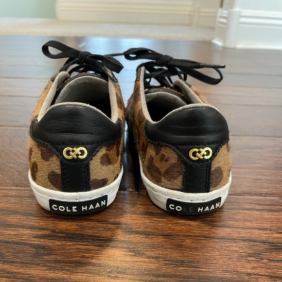 Cole Haan Womens Margo Brown Leopard Print Calf Hair Lace Up Sneaker Size 5 B - Picture 3 of 5